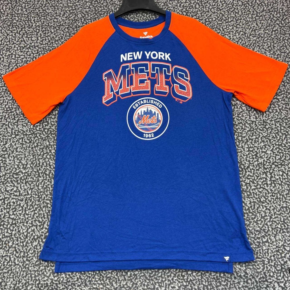 New York Mets Shirt Men Large Blue Fanatics Short Sleeve Crew Neck New L